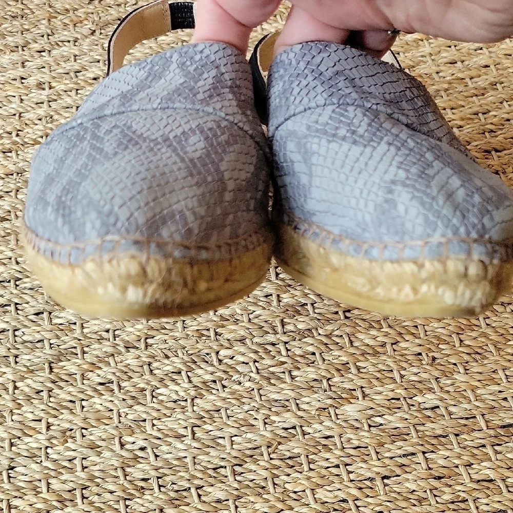 Eric Michael Gray Snak Skin Leather Espadrilles with Comfortable Design